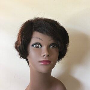 Real human hair lace wig women natural dark brown hair